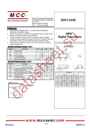 DTC114YE-TP datasheet  